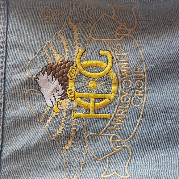 Vintage Distressed Harley Davidson Jean Jacket 100% Cotton - Picture 6 of 8